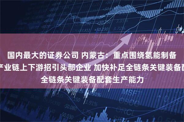 国内最大的证券公司 内蒙古：重点围绕氢能制备和储运环节产业链上下游招引头部企业 加快补足全链条关键装备配套生产能力
