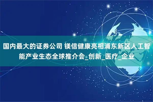 国内最大的证券公司 镁信健康亮相浦东新区人工智能产业生态全球推介会_创新_医疗_企业